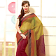 Maroon and Mustard Super Net Saree with Blouse