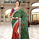 Dark Green and Red Dupion and Viscose Saree with Blouse