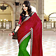 Red and Green Faux Georgette Saree with Blouse
