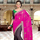 Magenta and Dark Navy Blue Georgette and Viscose Saree with Blouse