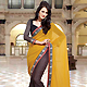 Mustard and Black Faux Georgette Saree with Blouse