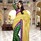 Yellow and Green Dupion and Viscose Saree with Blouse