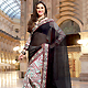 Black and Off White Faux Georgette Saree with Blouse
