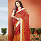 Red and Orange Faux Georgette Saree with Blouse