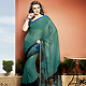 Turquoise Green and Black Faux Georgette Saree with Blouse