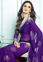 Style and trend will be at the peak of your beauty when you adorn this saree. This beautiful purple faux georgette saree is nicely designed with abstract and gold print work. Beautiful print work on saree make attractive to impress all. It will enhance your personality and gives you a singular look. Matching blouse is available with this saree. Slight color variations are due to differing screen and photography resolution.