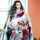 Shaded Light Blue and Maroon Faux Georgette Saree with Blouse