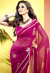 The most radiant carnival of style and beauty. This beautiful dark magenta faux georgette saree is nicely designed with abstract, gold print and graceful patch border. Beautiful print work on saree make attractive to impress all. It will enhance your personality and gives you a singular look. Matching blouse is available with this saree. Slight color variations are due to differing screen and photography resolution.