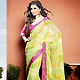 Light Green and Off White Faux Georgette Saree with Blouse
