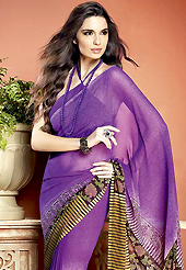 The traditional patterns used on this saree maintain the ethnic look. This beautiful purple and brown faux georgette saree is nicely designed with floral, abstract and stripe print work. Beautiful print work on saree make attractive to impress all. It will enhance your personality and gives you a singular look. Matching blouse is available with this saree. Slight color variations are due to differing screen and photography resolution.