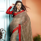 Dusty Brown and Grey Faux Georgette Saree with Blouse