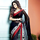 Shaded Black and Off White Faux Georgette Saree with Blouse