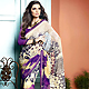 Cream and Purple Faux Georgette Saree with Blouse
