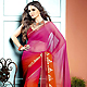 Shaded Magenta and Rust Faux Georgette Saree with Blouse
