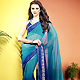 Teal Blue and Blue Faux Georgette Saree with Blouse