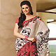 Off White and Red Faux Georgette Saree with Blouse
