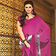Dark Pink and Off White Faux Georgette Saree with Blouse
