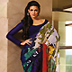 Dark Blue, Off White and Red Faux Georgette Saree with Blouse