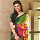 Green, Off White and Dark Pink Faux Georgette Saree with Blouse