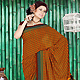 Orange and Maroon Faux Crepe Saree with Blouse