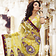 Yellow Net and Brasso Saree with Blouse