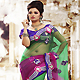 Shaded Green and Pink Net Saree with Blouse