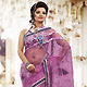Onion Pink Net and Brasso Saree with Blouse