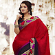 Shaded Red, Black and Purple Chiffon Jacquard Saree with Blouse