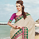 Off White and Maroon Art Silk and Brocade Saree with Blouse