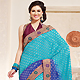 Shaded Light Blue and Dark Blue Viscose Georgette Saree with Blouse
