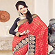 Coral Viscose Georgette Saree with Blouse