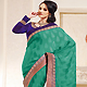 Green Faux Crepe Jacquard Saree with Blouse