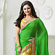 Green, Cream and Yellow Georgette Saree with Blouse