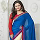 Blue and Cream Georgette Jacquard Saree with Blouse