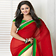 Red and Cream Georgette Jacquard Saree with Blouse
