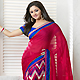 Deep Pink and Off White Georgette Jacquard Saree with Blouse