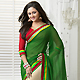 Green and Cream Georgette Saree with Blouse