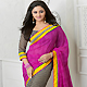 Pink, Black and Off White Georgette Saree with Blouse