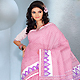 Pink and White Cotton Saree with Blouse