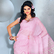 Pink and Off White Cotton Saree with Blouse