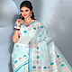 Sky Blue and Off White Cotton Saree with Blouse