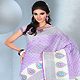 Purple and Off White Cotton Saree with Blouse
