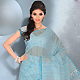 Sky Blue and Off White Cotton Saree with Blouse