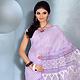White and Light Purple Cotton Saree with Blouse
