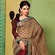 Dusty Fawn and Maroon Art Silk Saree with Blouse