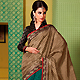 Dusty Fawn and Green Art Silk Saree with Blouse