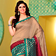 Fawn, Turquoise Green and Maroon Art Silk Saree with Blouse