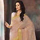Off White and Light Orange Cotton Saree with Blouse