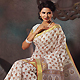 Off White and Brown Cotton Saree with Blouse