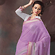 Lavender and Off White Cotton Saree with Blouse